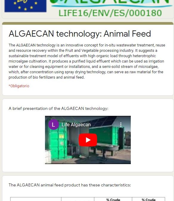 SURVEYS ALGAECAN technology results